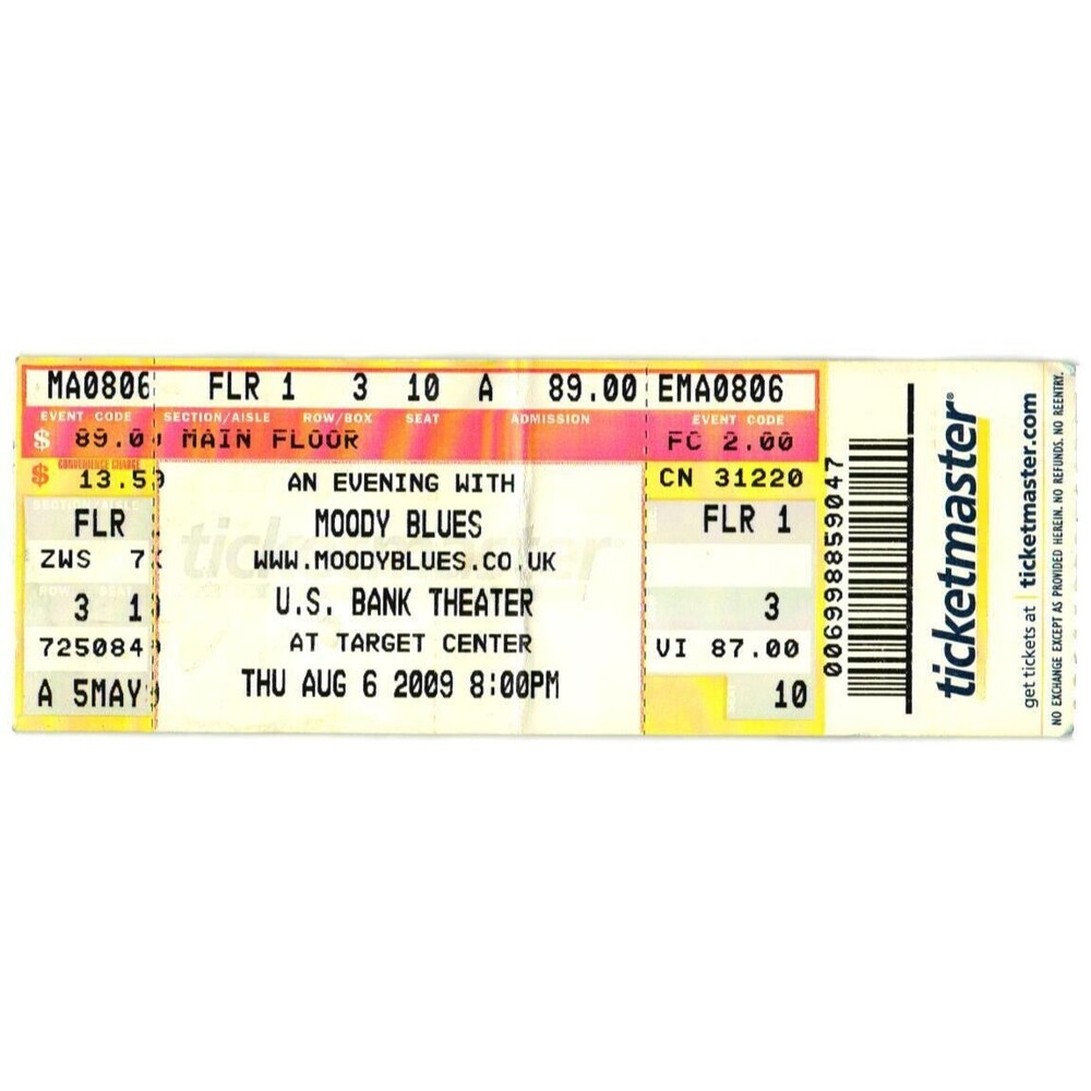 2009 Moody Blues Full Complete Concert Ticket Stub Minneapolis MN